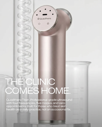 Ultrasound facial device for lifting, firming, and renewing skin at home. Reduces fine lines, boosts radiance. Quadthera US.